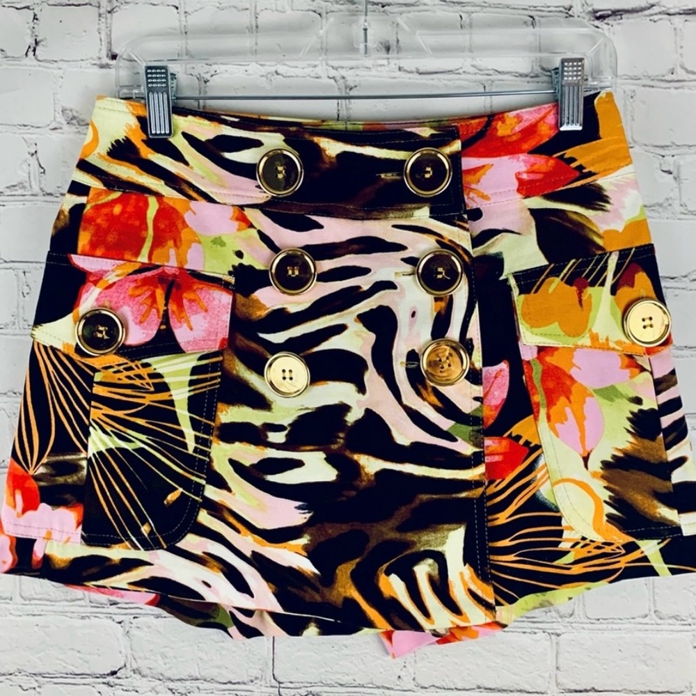 Cache Floral and Animal Print Mini Skort